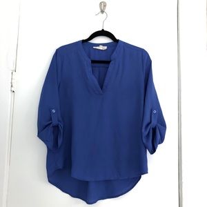 🌬 Blue Professional Flowy Blouse